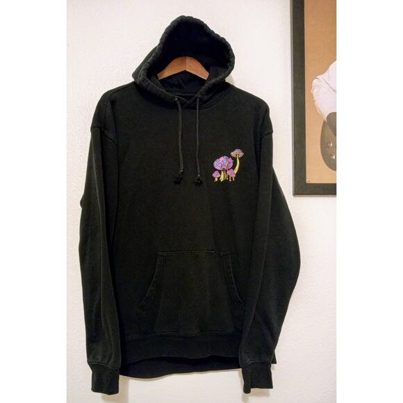 ALAB Magic Fungi Psychedelic Mushroom Graphic Black Hoodie Neon Colors  – SZ M - Picture 2 of 8